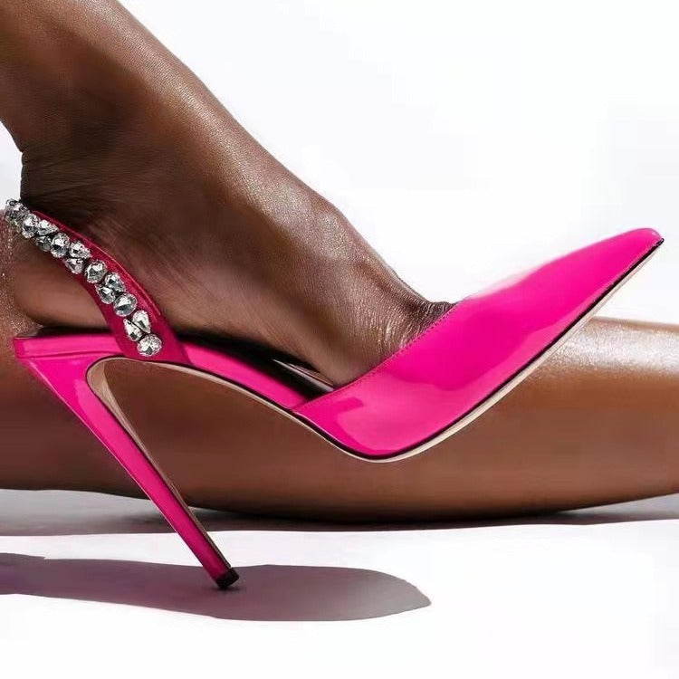 Rhinestone Pointed High Heel