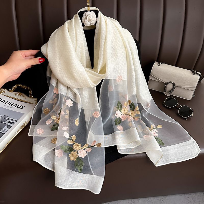 Solid Elegant Embroidered Scarf