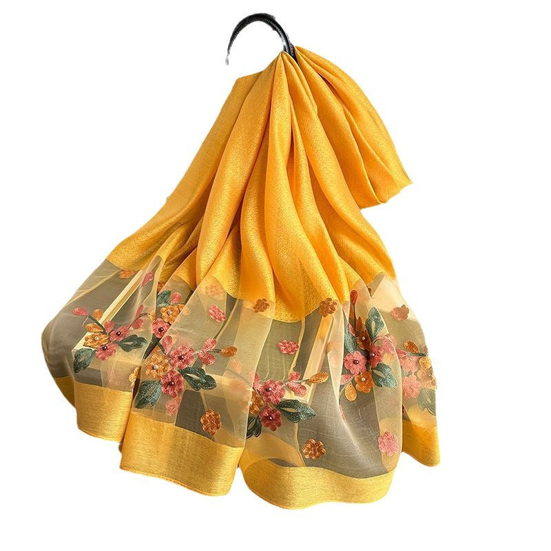 Solid Elegant Embroidered Scarf