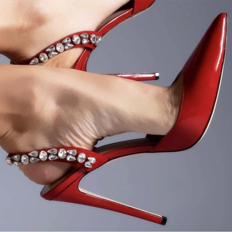 Rhinestone Pointed High Heel