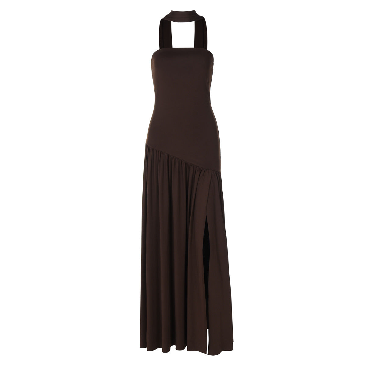 Pure Color Split Backless Elegant Dress