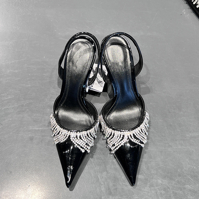 French Tassel Rhinestone Sandals