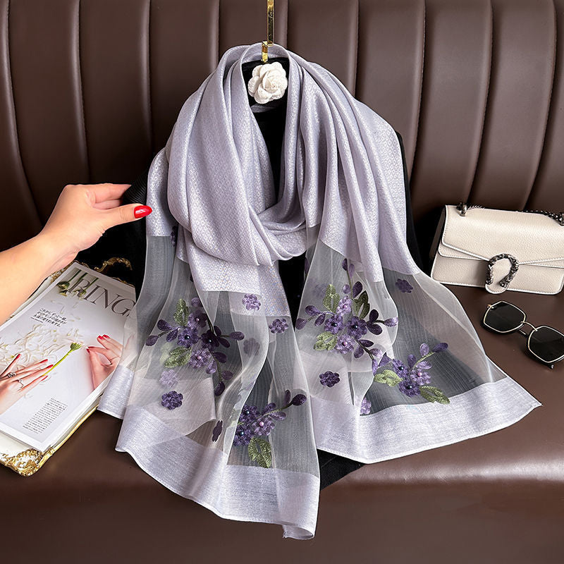 Solid Elegant Embroidered Scarf