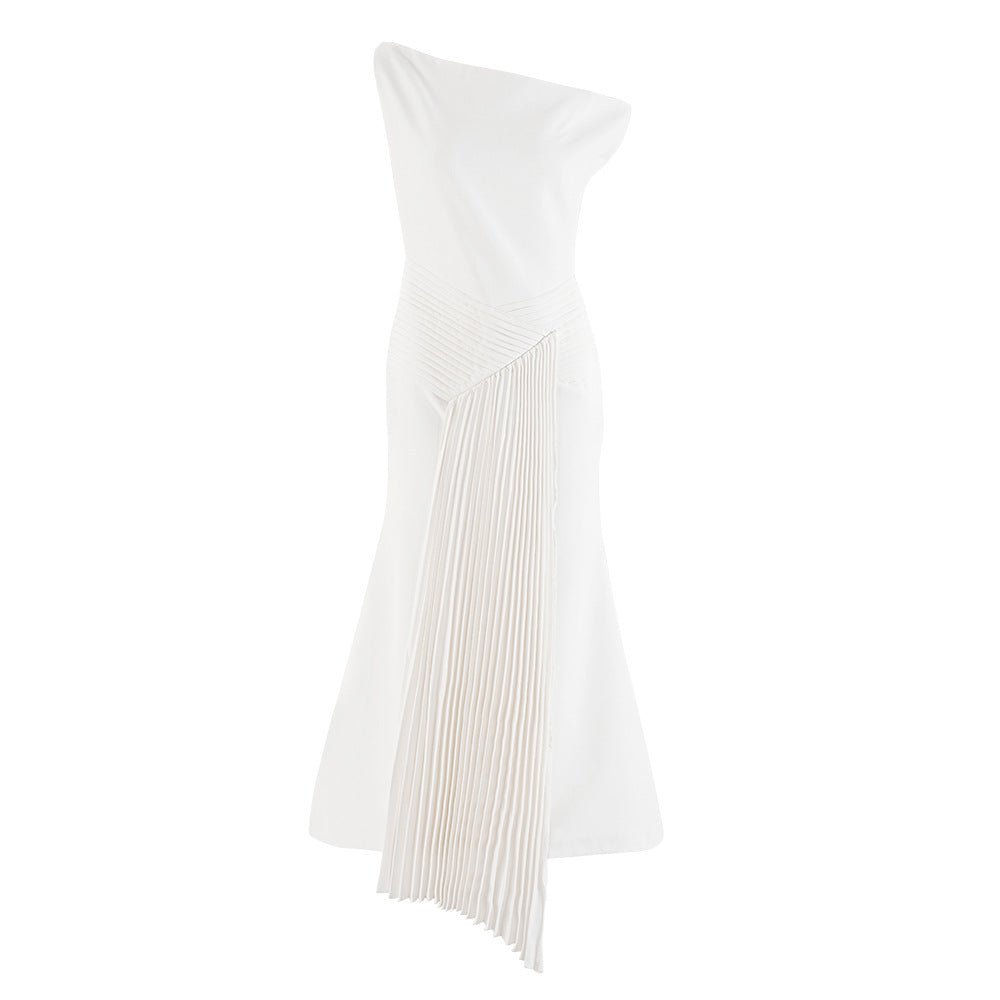 French Style Sloping Shoulder Dress