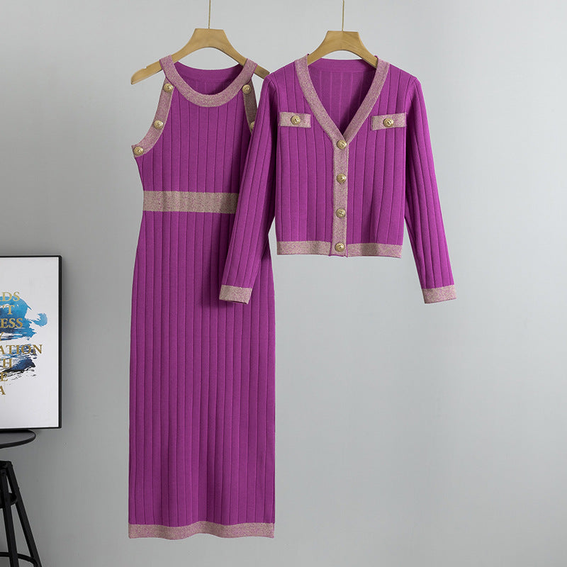 French Style Socialite High Waist Fashion Two-piece Set