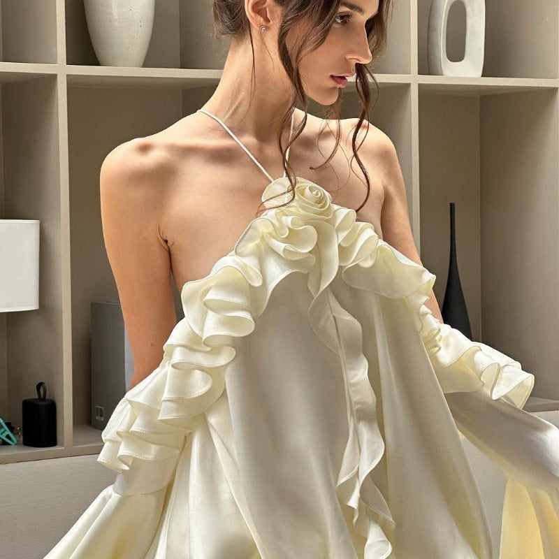French Style Ruffled Bell Sleeve Dress