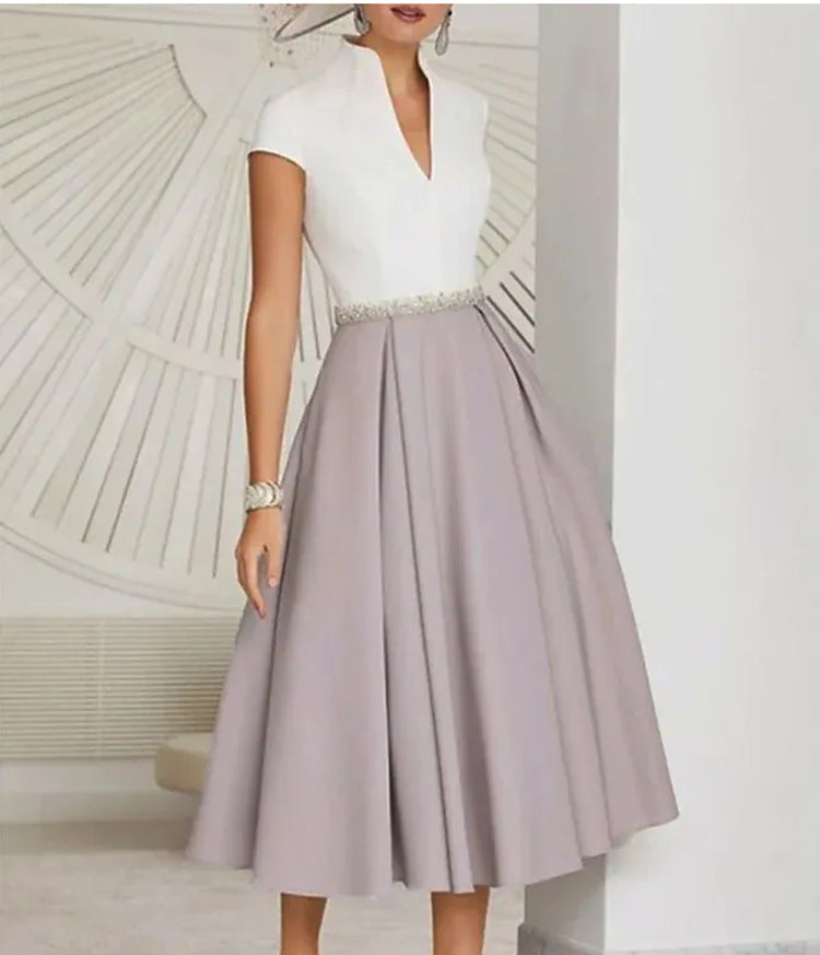 V Neck Large Swing Dress