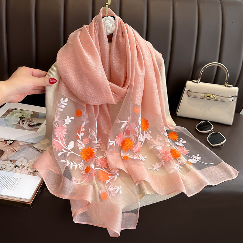 Solid Elegant Embroidered Scarf