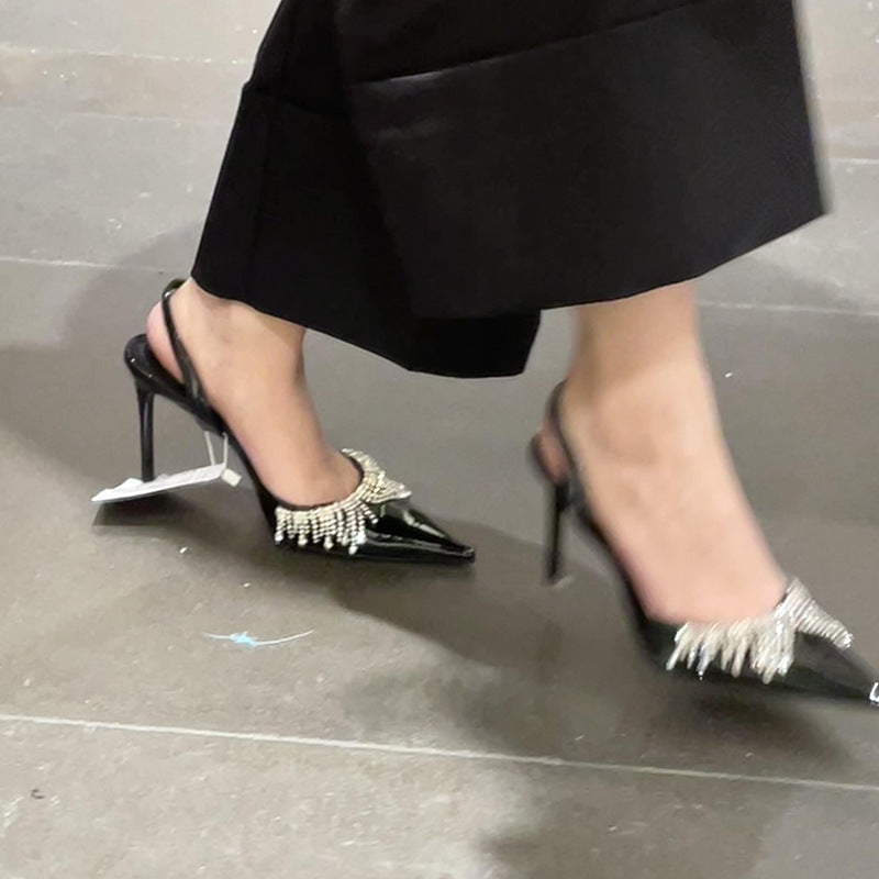 French Tassel Rhinestone Sandals
