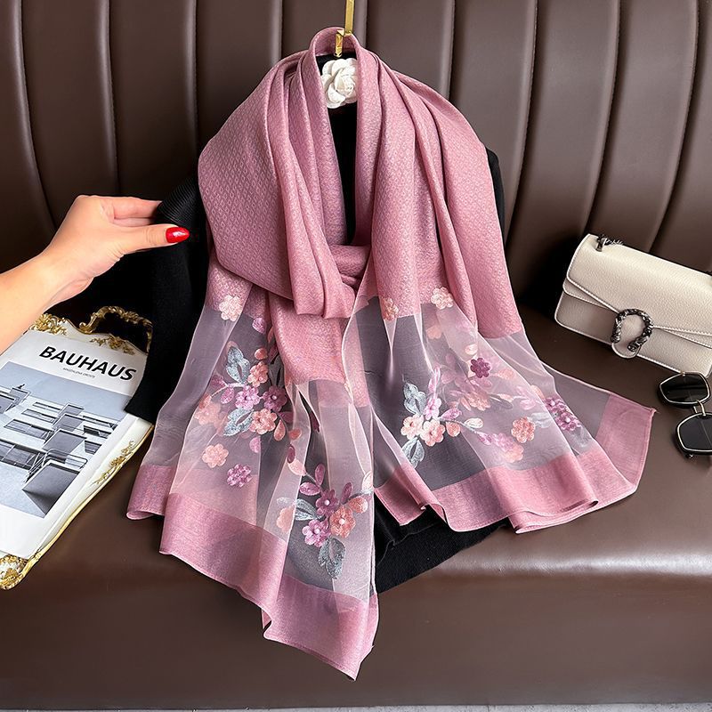 Solid Elegant Embroidered Scarf