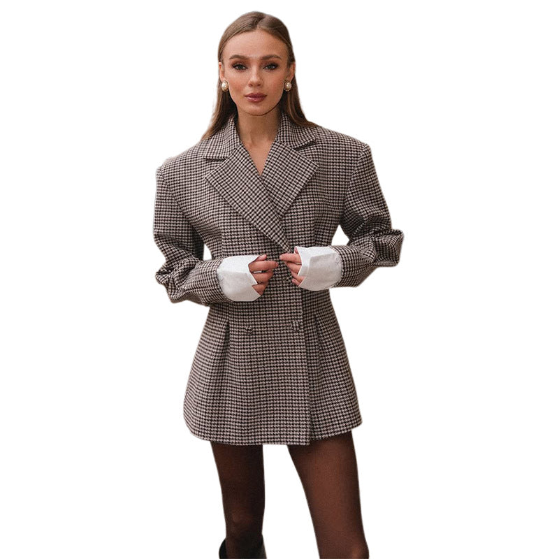 Plaid Waist-tight Suit Jacket