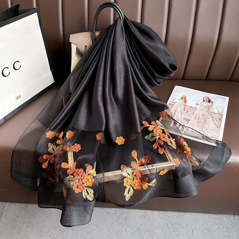 Solid Elegant Embroidered Scarf