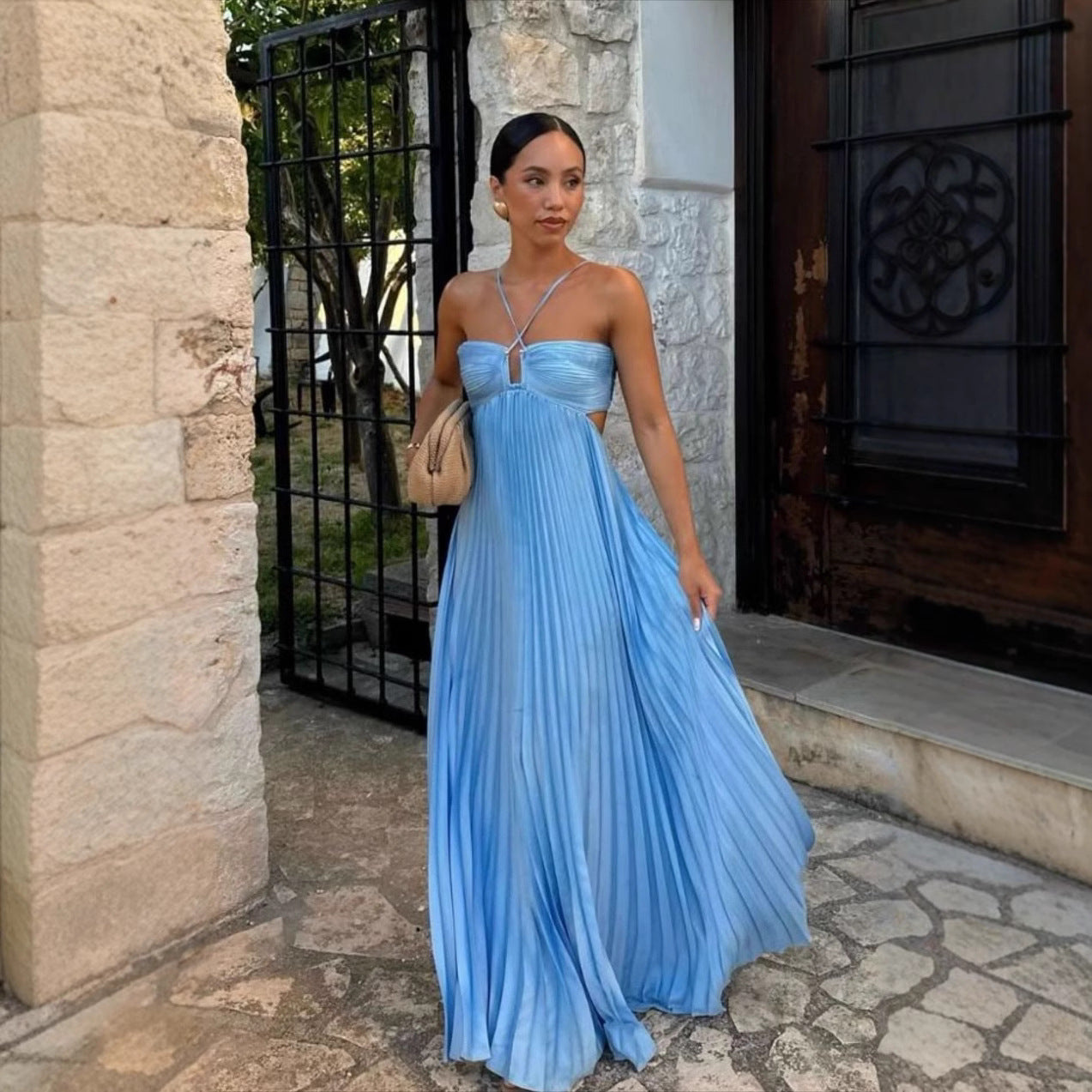 Tube-top Pleated Sleeveless Sling Dress