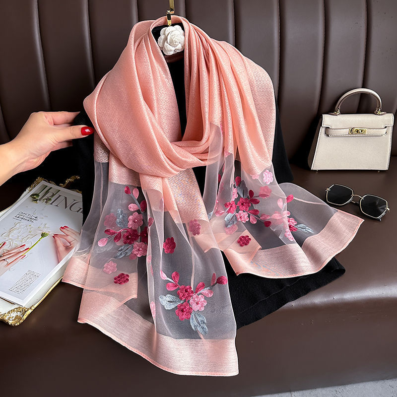 Solid Elegant Embroidered Scarf