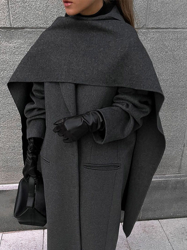 Scarf Collar Woolen Coat