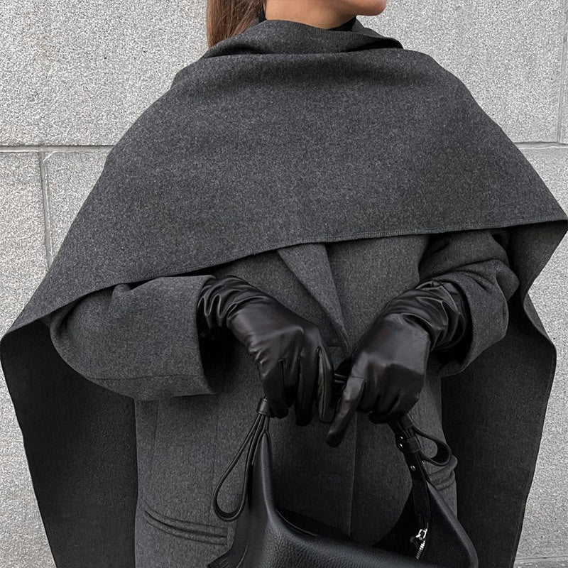 Scarf Collar Woolen Coat