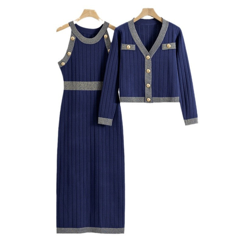 French Style Socialite High Waist Fashion Two-piece Set