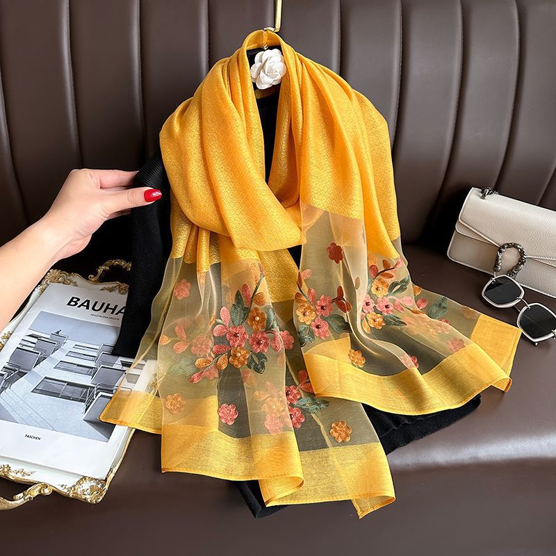 Solid Elegant Embroidered Scarf