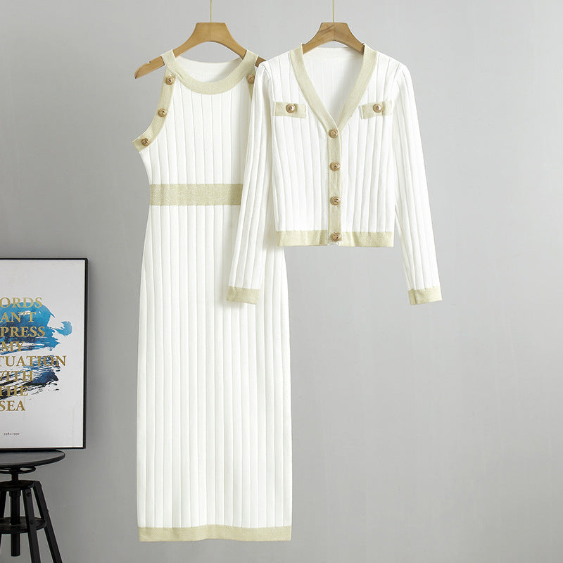 French Style Socialite High Waist Fashion Two-piece Set