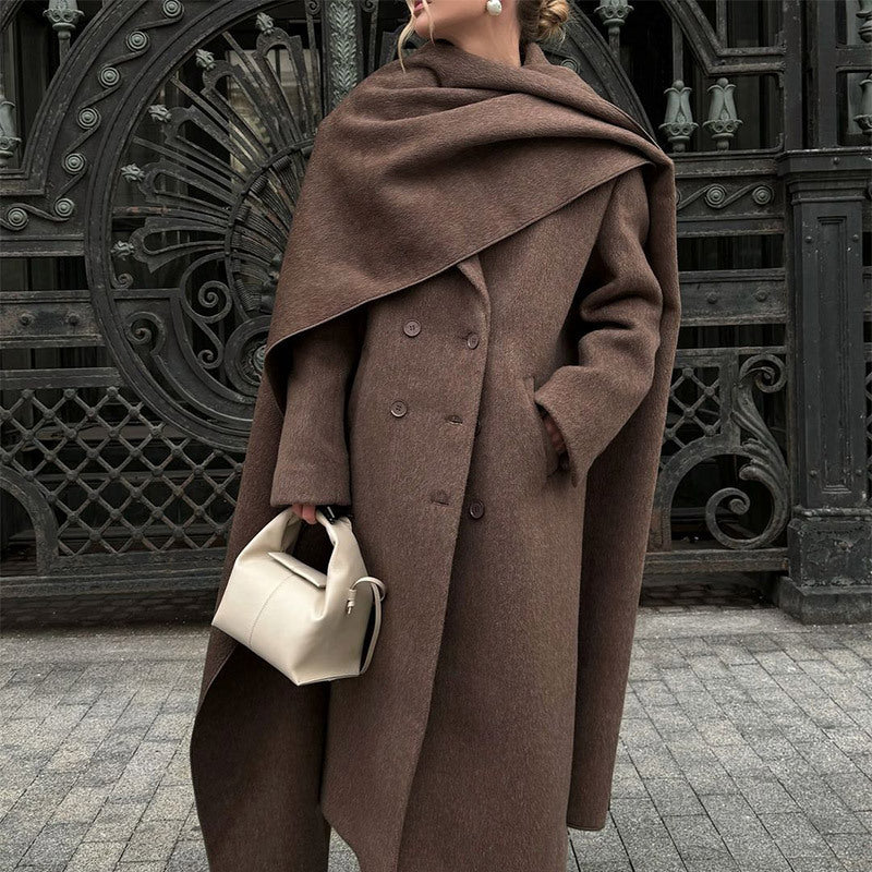 Scarf Collar Woolen Coat