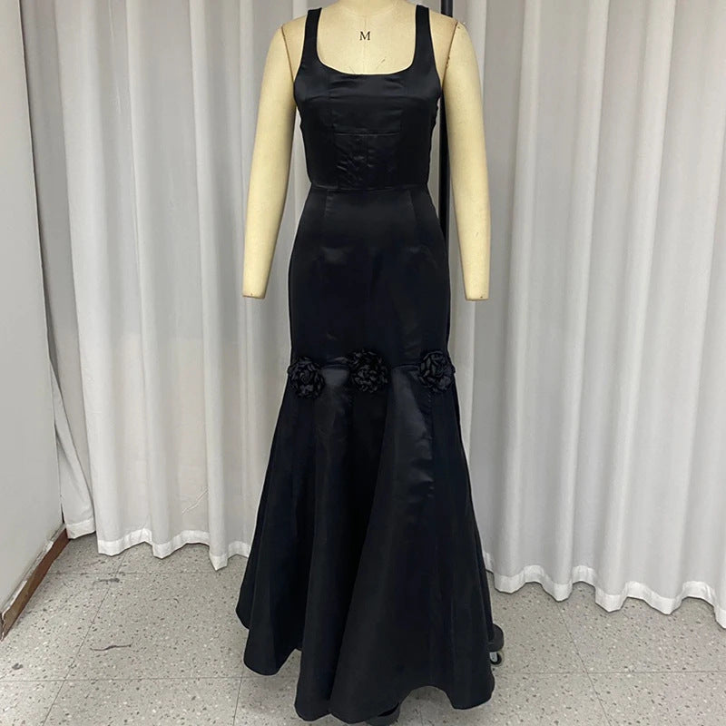 Halter Three-dimensional Flower Dress