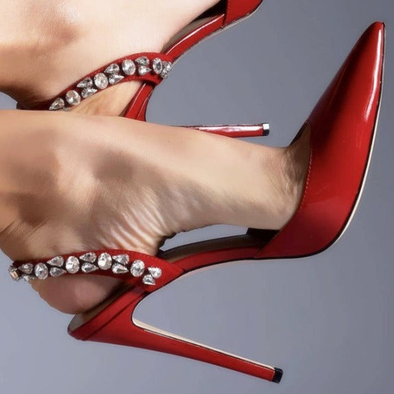 Rhinestone Pointed High Heel