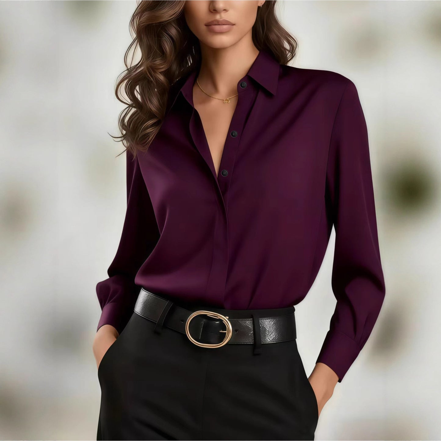 Solid Color Loose Button Shirt