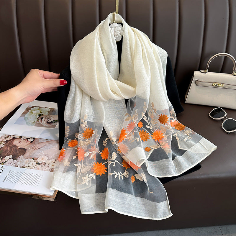 Solid Elegant Embroidered Scarf