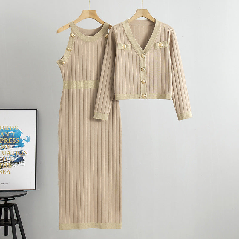 French Style Socialite High Waist Fashion Two-piece Set