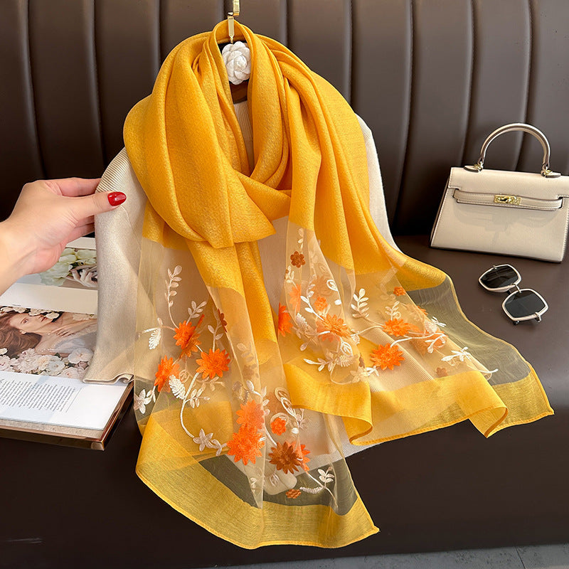 Solid Elegant Embroidered Scarf