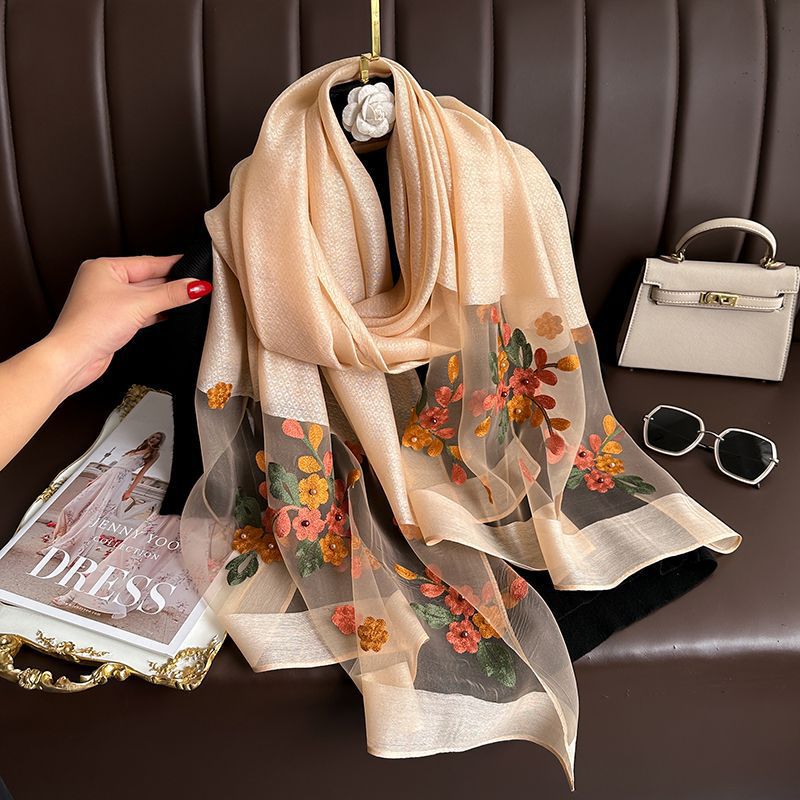 Solid Elegant Embroidered Scarf