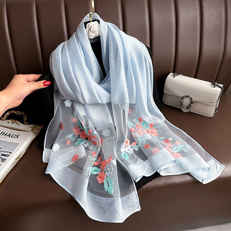 Solid Elegant Embroidered Scarf