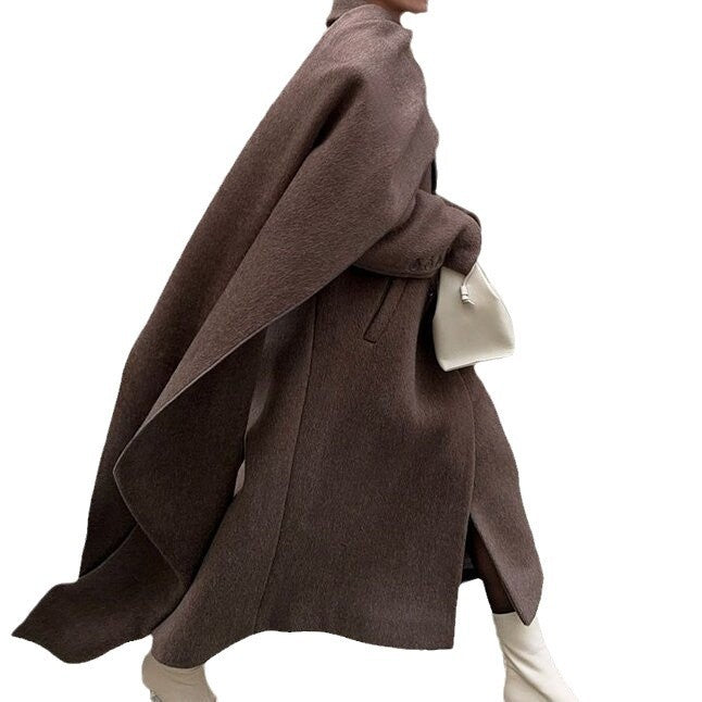 Scarf Collar Woolen Coat
