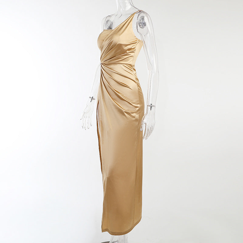 Fishbone Waistband Slit Dress