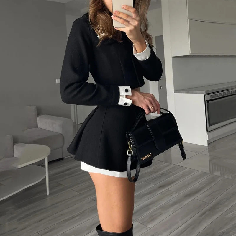 Socialite Woolen Skirt Suit