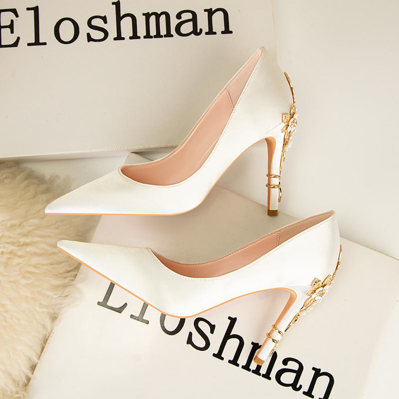 Pointed Toe Satin Pumps