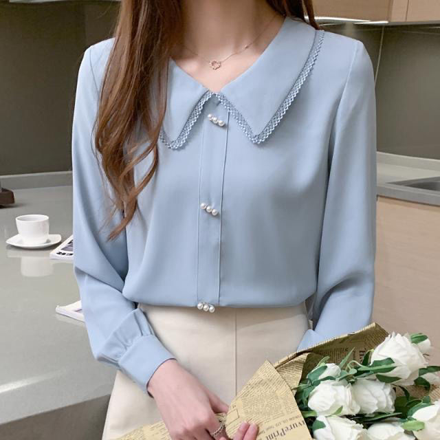 Round Collar Chiffon Blouse