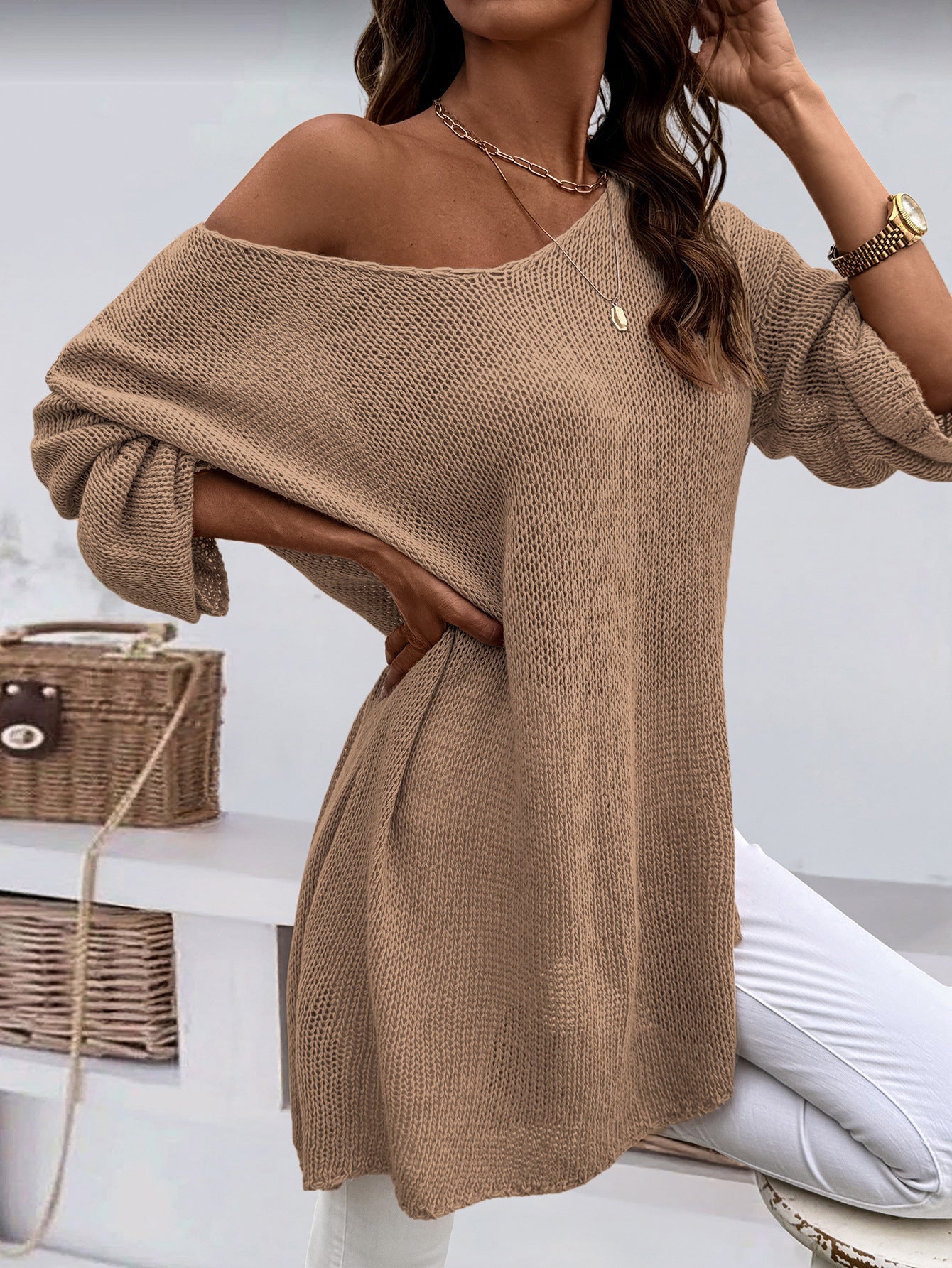 V-neck Pullover Knitted Sweater
