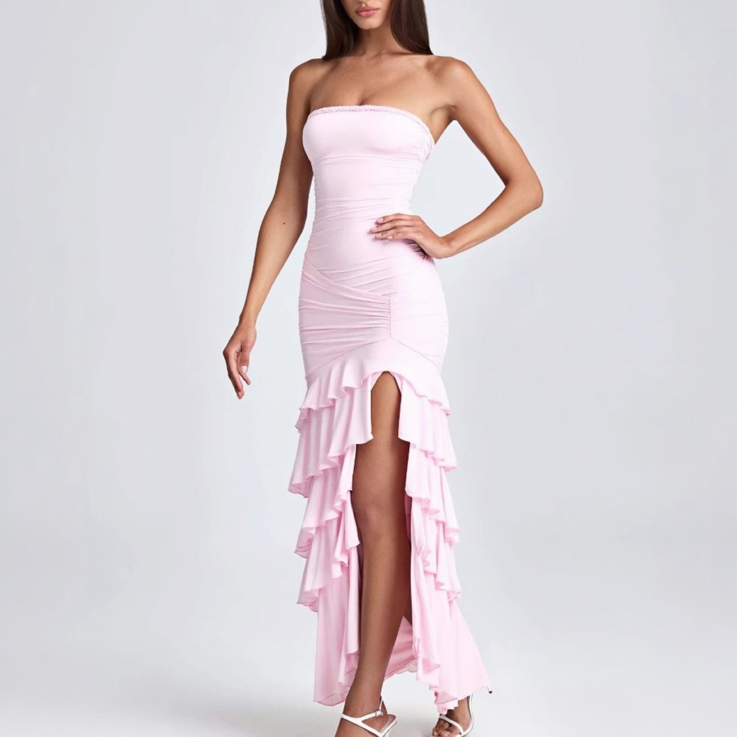 Pleated Slim Fit Patchwork Split Dress