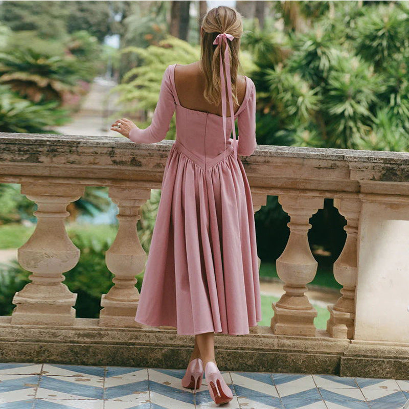 Fashion Elegant Square Collar Dress