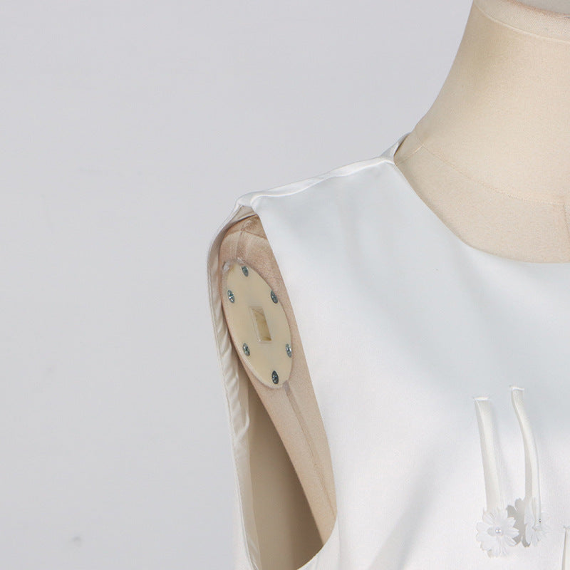 Stitching Tassel Flower Design Sleeveless Dress