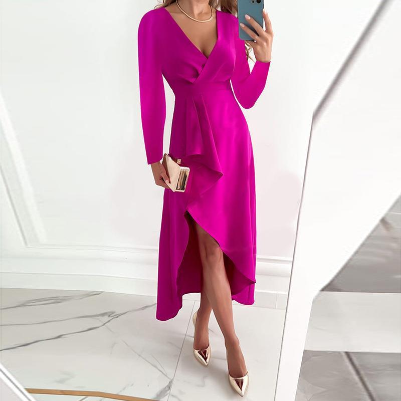 Women's Elegant Pleated Solid Color Dress