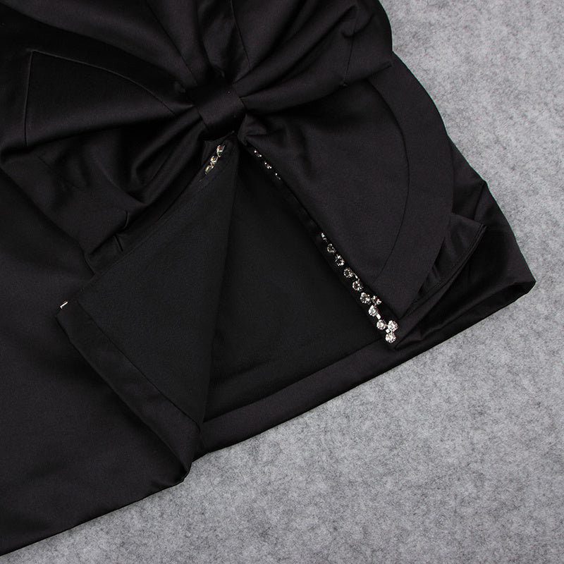 Bowknot Slit Crystal Trim Skirt