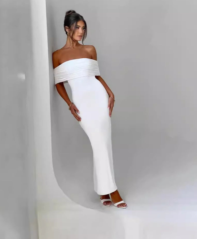 Socialite Style Elegant Backless Off-shoulder Dress