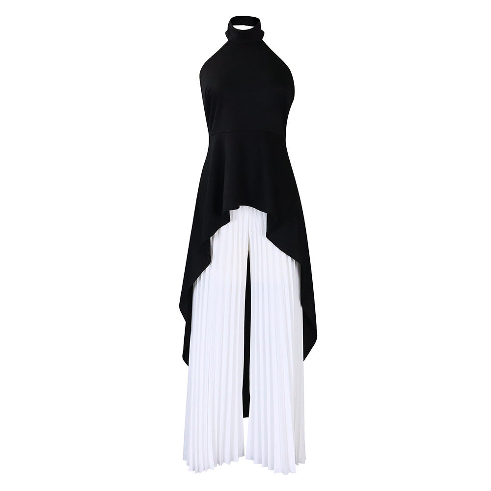 Fashion Casual Set Socialite Backless Top Wide-leg Trousers