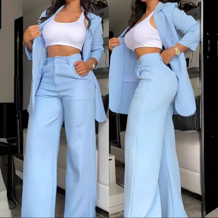Pure Color Split Sleeve Lapel Suit
