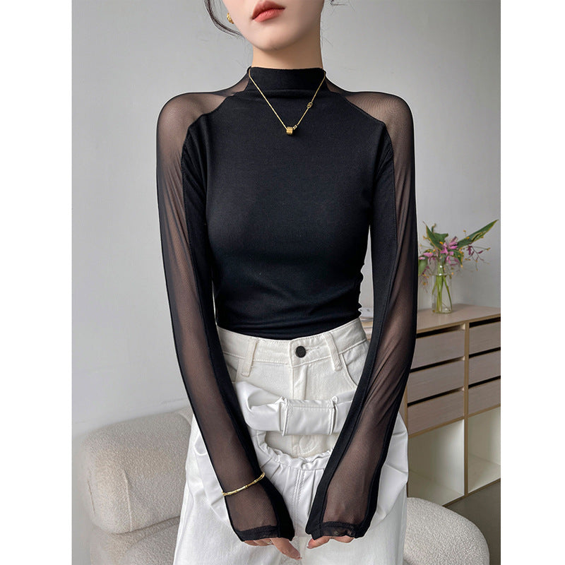 High-Neck Mesh Slimming Top