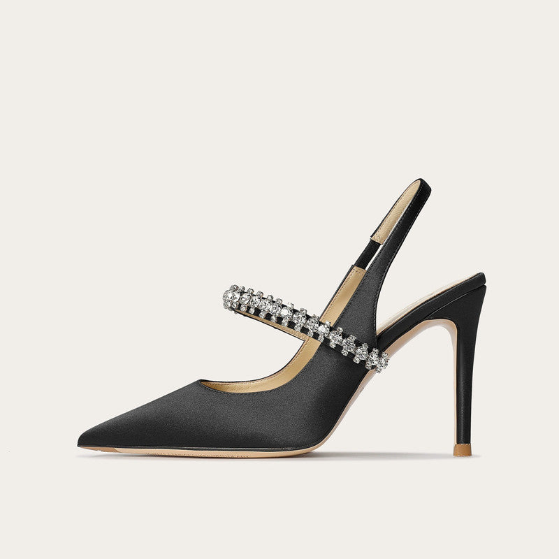 Slim Toe Pointed Leather High Heels