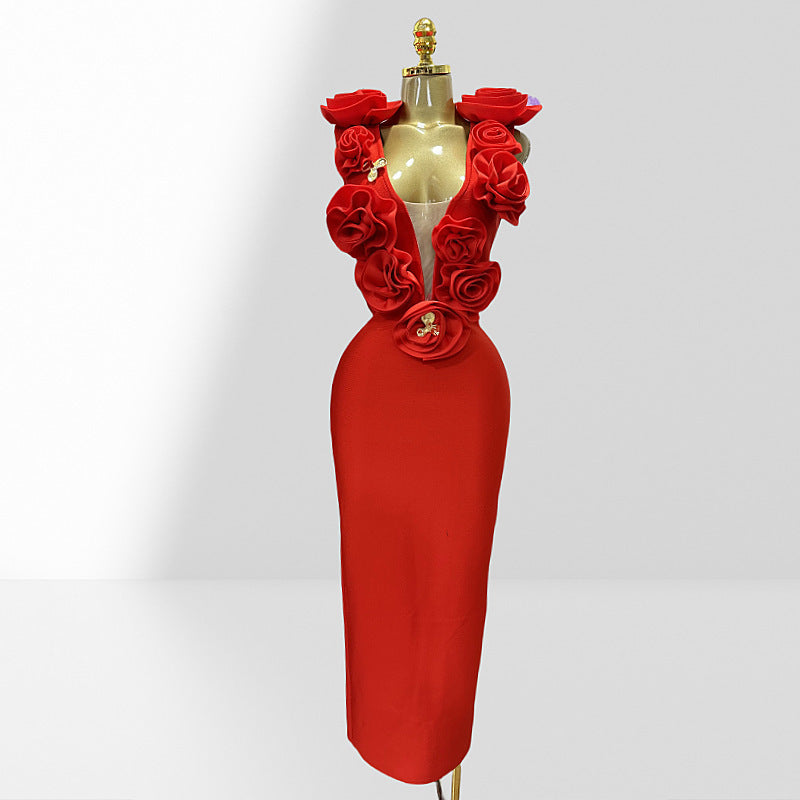 Three-dimensional Flower Sexy Dress