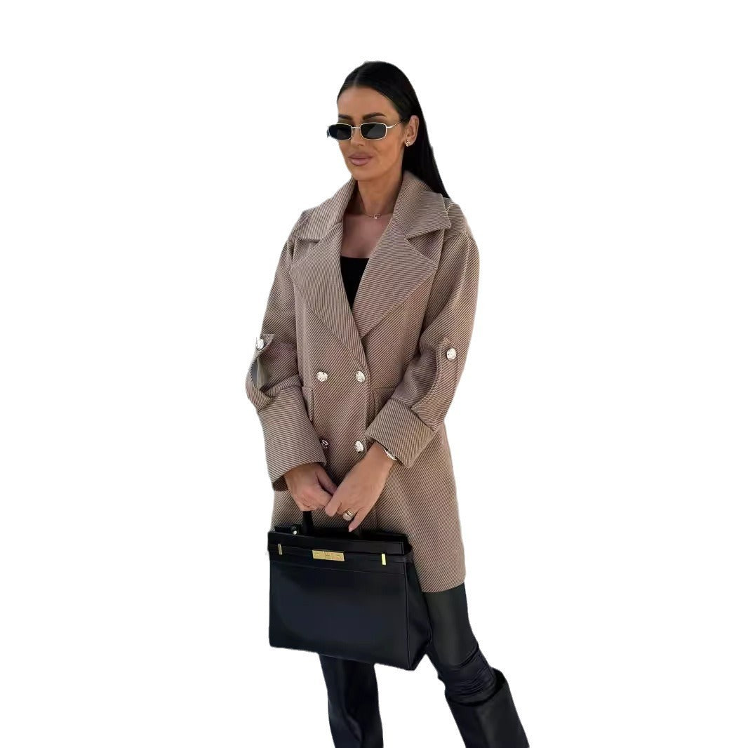 H-shaped Suit Collar Woolen Coat